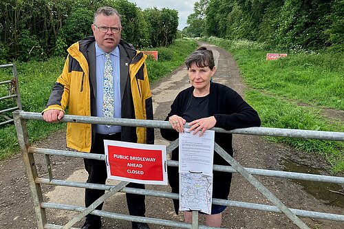 Cllrs Hook and Waller standing by the path