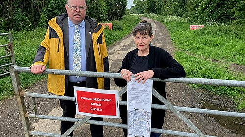 Cllrs Hook and Waller standing by the path